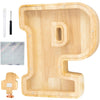 Bitreeworks Letter Piggy Bank, Personalized Wooden Coin Banks, Large Wood Money Peny Bank For Adults (9'', Alphabet P)