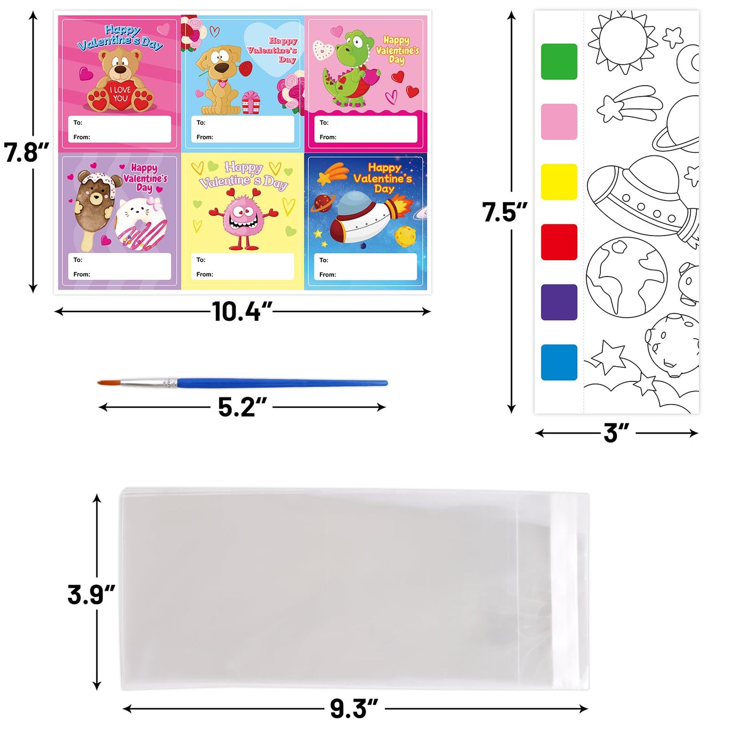 24 Sets Valentines Day Gifts for Kids Valentines Water Coloring Book Paint with Water Books for Kids Exchange Gifts for Classroo