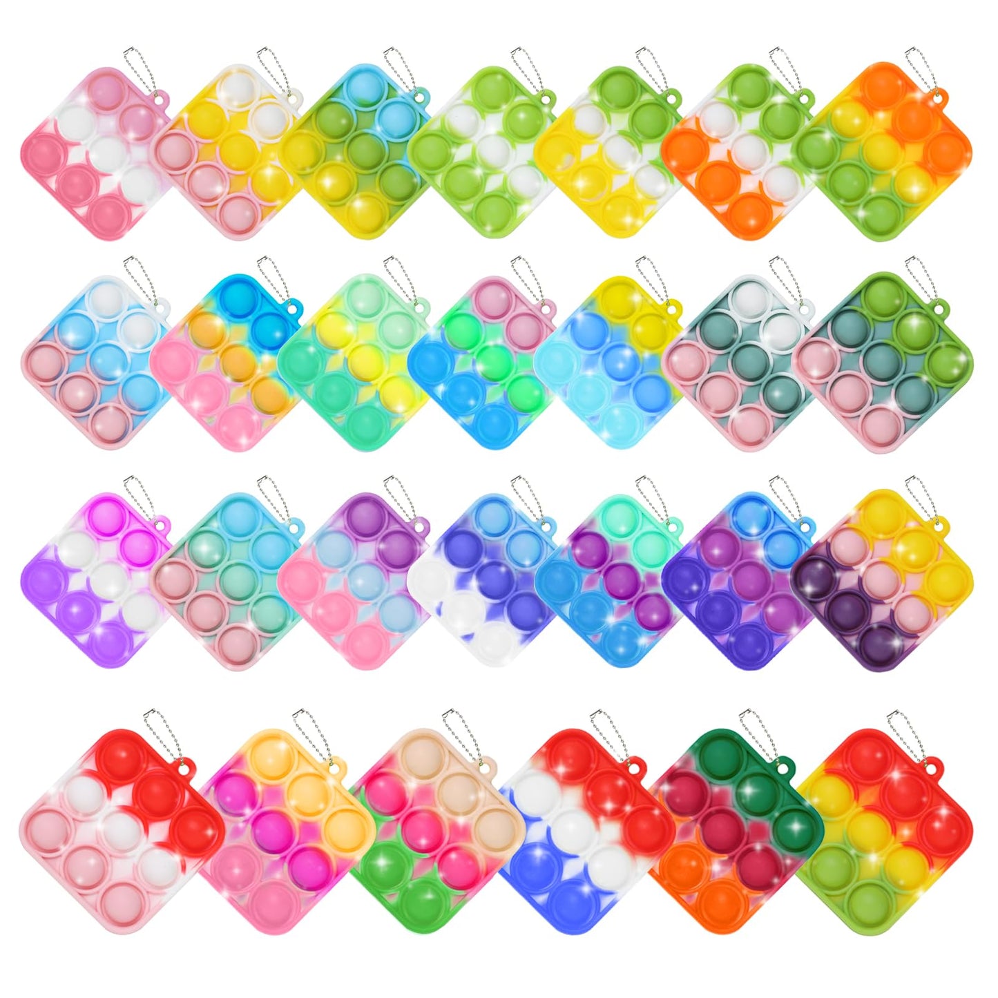 30PCS Party Favors for Kids Bulk Fidget Toys  Birthday Party Toys  Small Classroom Prizes Box Fidgets Toys for Kids Toddlers mature-themed  Goodie Bag Stuffers  Treasure Chest  Bubbles Poppers (Square)