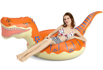 Jasonwell Inflatable Dinosaur Pool Float Tube For Boys Girls Adults 93'' T-Rex Floatie Summer Beach Swimming Pool Inflatables T-