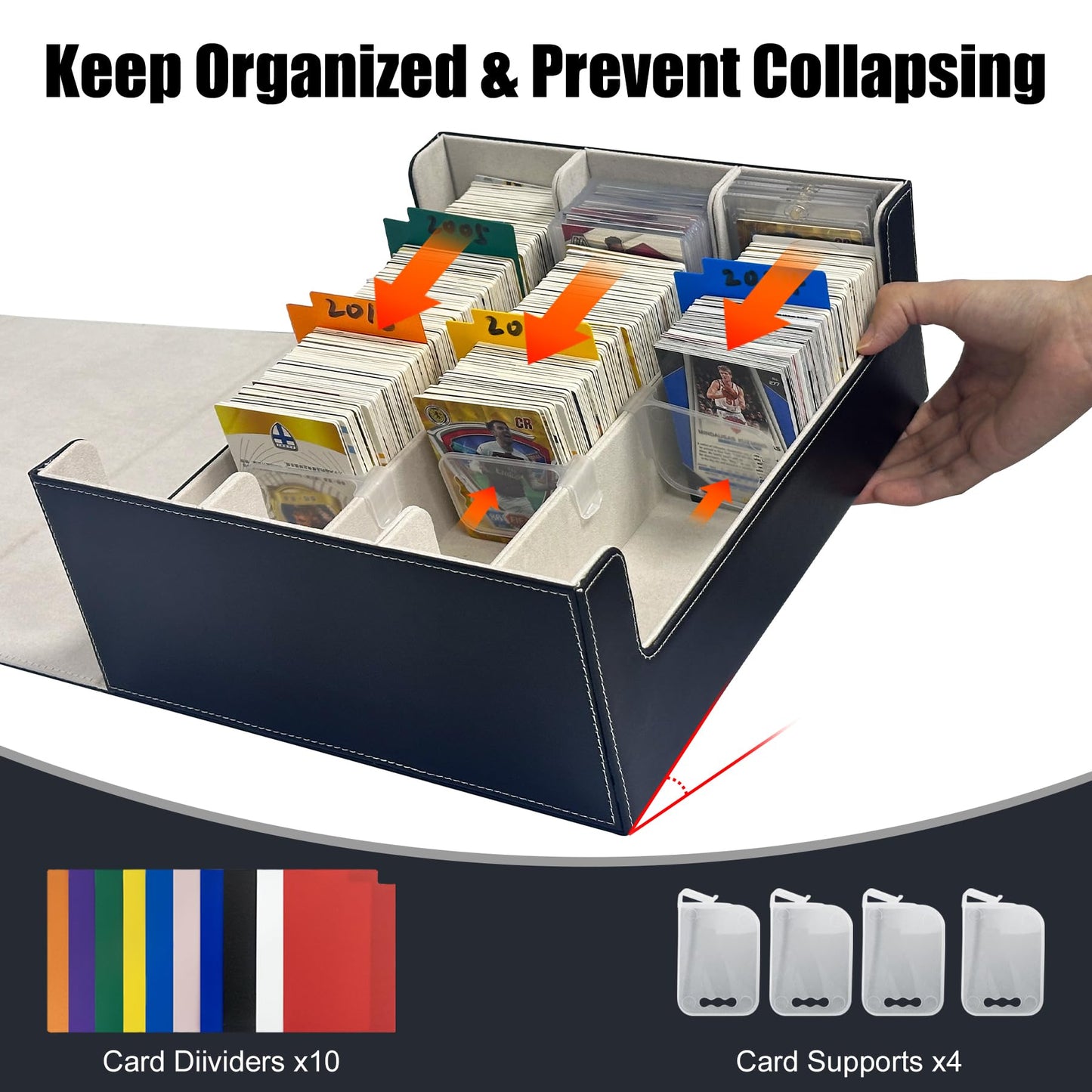 WTVIDAS MTG Card Deck Box - 2400+ Card Storage Box with 4 Supporters & 10 Colorful Dividers for Magic The Gathering Cards,Comman
