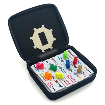 Double 12 Mexican Train Number Dominoes To Go Travel Size With Zip Up Case, Hub & 8 Domino Trains