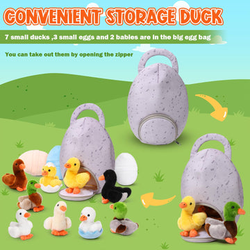 Hydren 13 Pcs Valentine Plush Ducks Chicken Stuffed Animals Bulk For Girls Boys Small Cute Plush Toy And Egg Bag Set For Easter