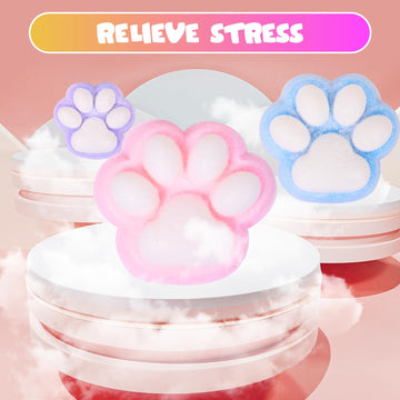 2Pcs Big Squishy Cat Paw Squishy Toy,5 Inches Big Fufu Cat Squeeze Paw,Cute Soft Squeeze Fidget Toys Squeeze Toys For Stress Rel