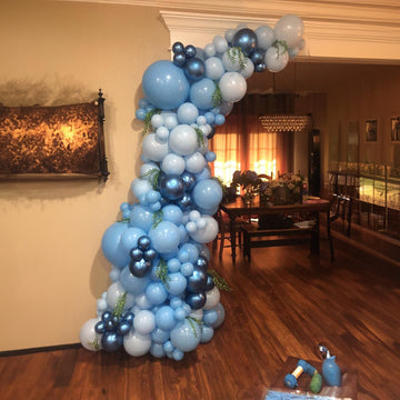 Jobkoo Blue Balloon Garland Arch Kit Winter Onederland Balloons Baby Light Blue Metallic Blue Confetti Latex Balloon For Snow Bi