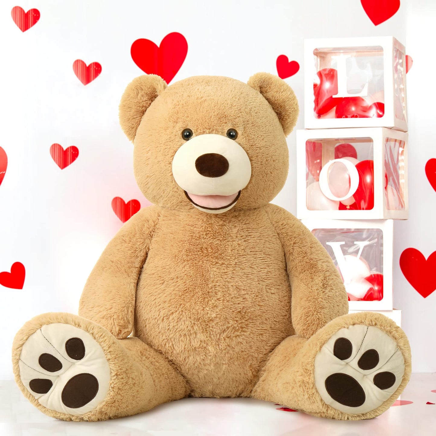 MorisMos 51" Giant Teddy Bear - Light Brown Plush Stuffed Animal with Big Footprints, Perfect Gift for Girlfriends and Boyfriends