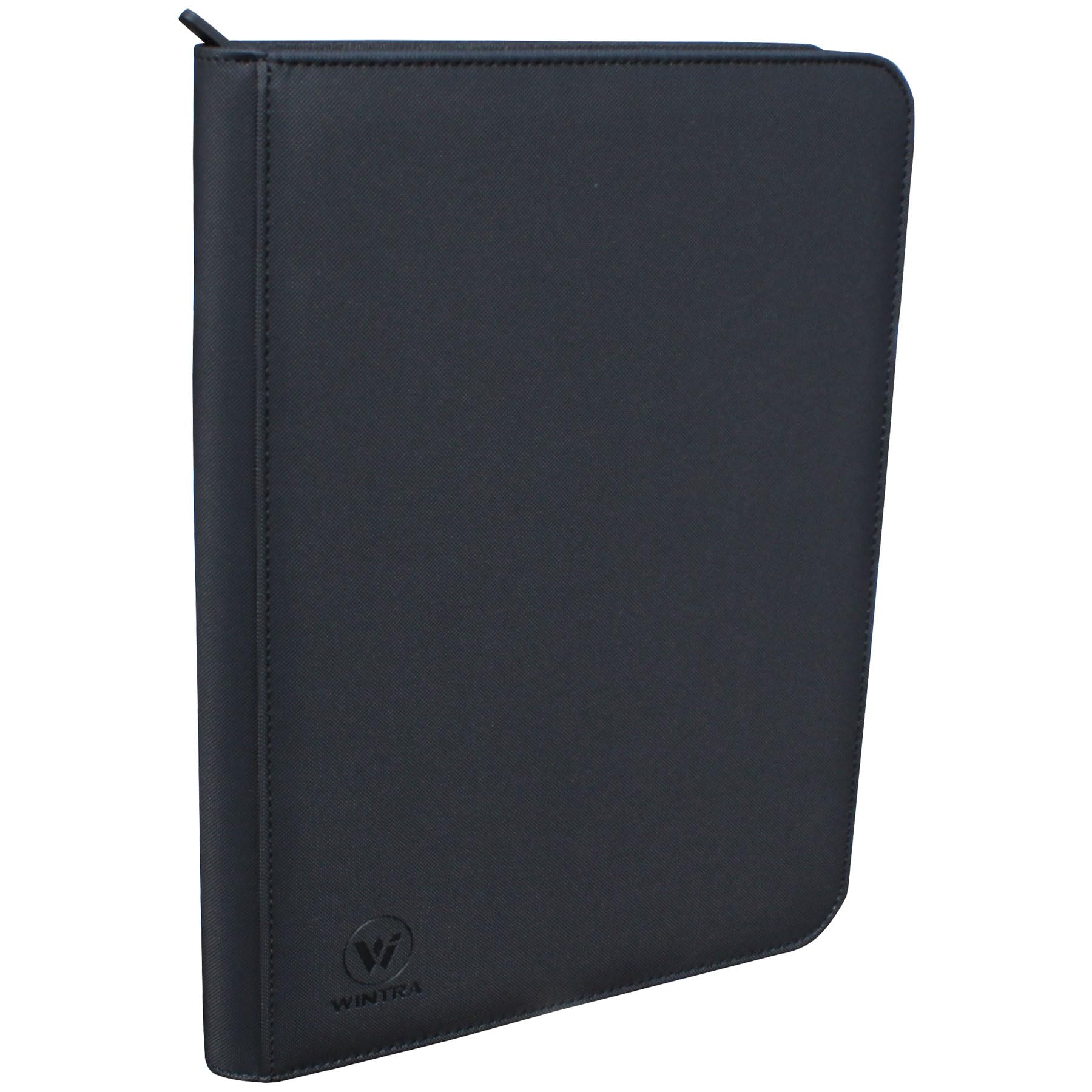 WINTRA enhanced 360 Pockets Black Zippered Playing Card Binder - Sturdy Trading Card Holder Album