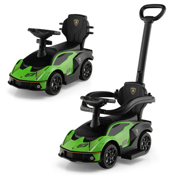 Costzon Push Cars For Toddlers, 3 In 1 Licensed Lamborghini Stroller Sliding Walking Car W/Handle, Armrest Guardrail, Underneath