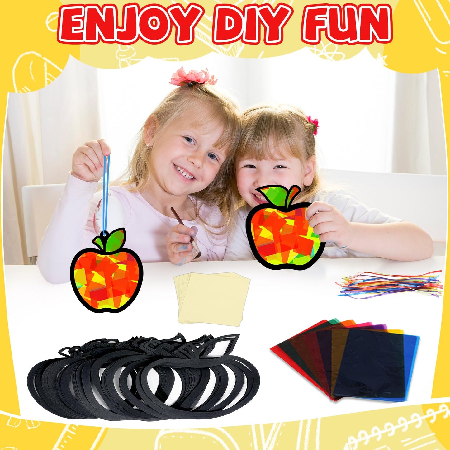 32 Sets Halloween Suncatchers Craft Kit DIY Window Stained Glass Effect Ghost Spider Skull Pumpkin Paper Crafts Home School Clas