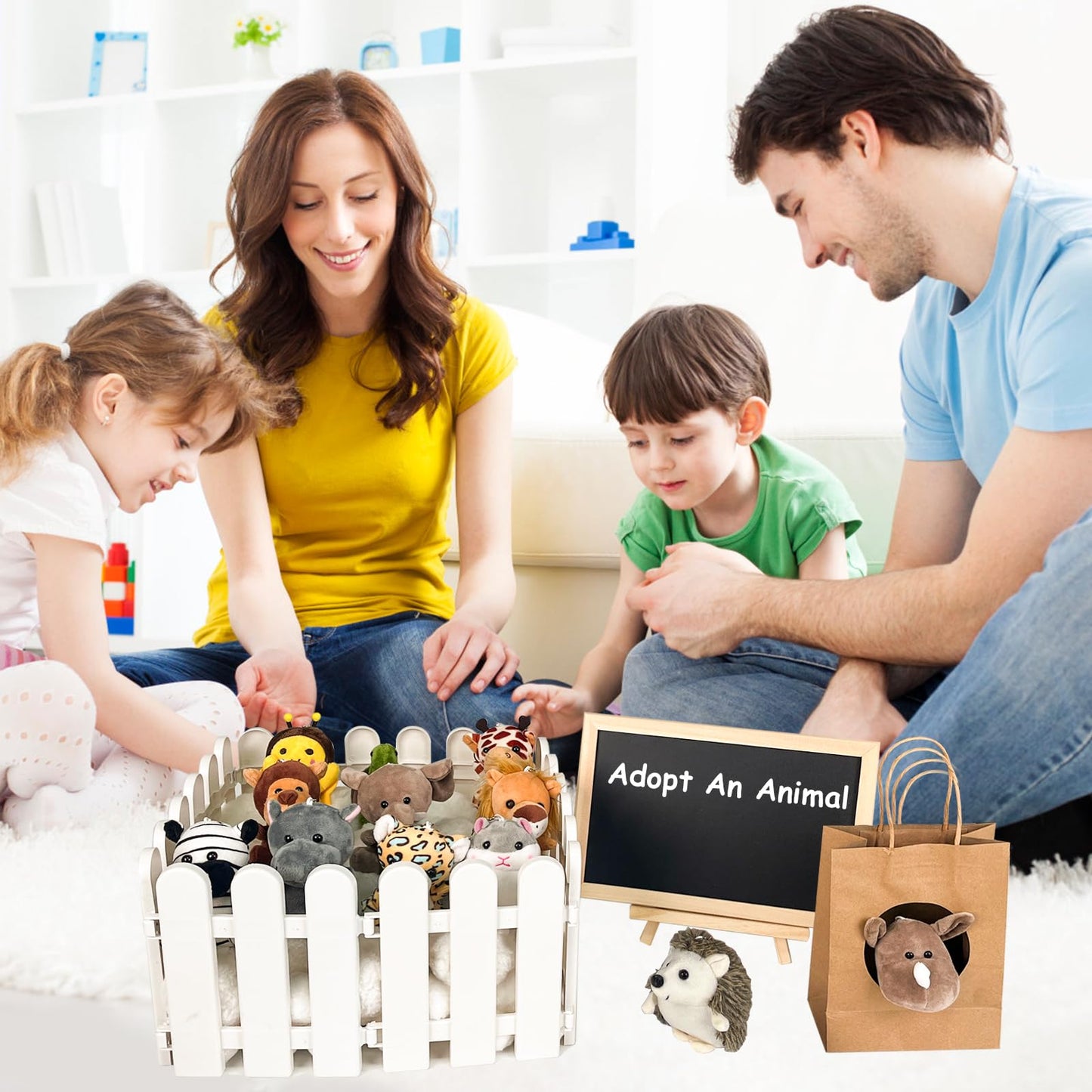 Letesult 36Pcs Adopt An Animals Party Favors, Mini Safari Stuffed Animals Adopt A Pet Set Includes 12 Jungle Stuffed Animals 12