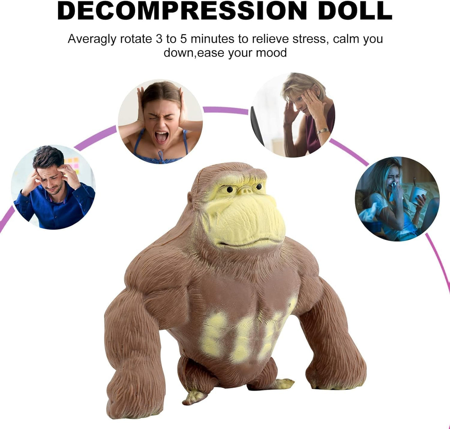 Gorilla Glue-Sand Filled Rubber Soft Decompression Doll, Animal High-Elastic Stretchable, Squishy Monkey, Decompression Toy For