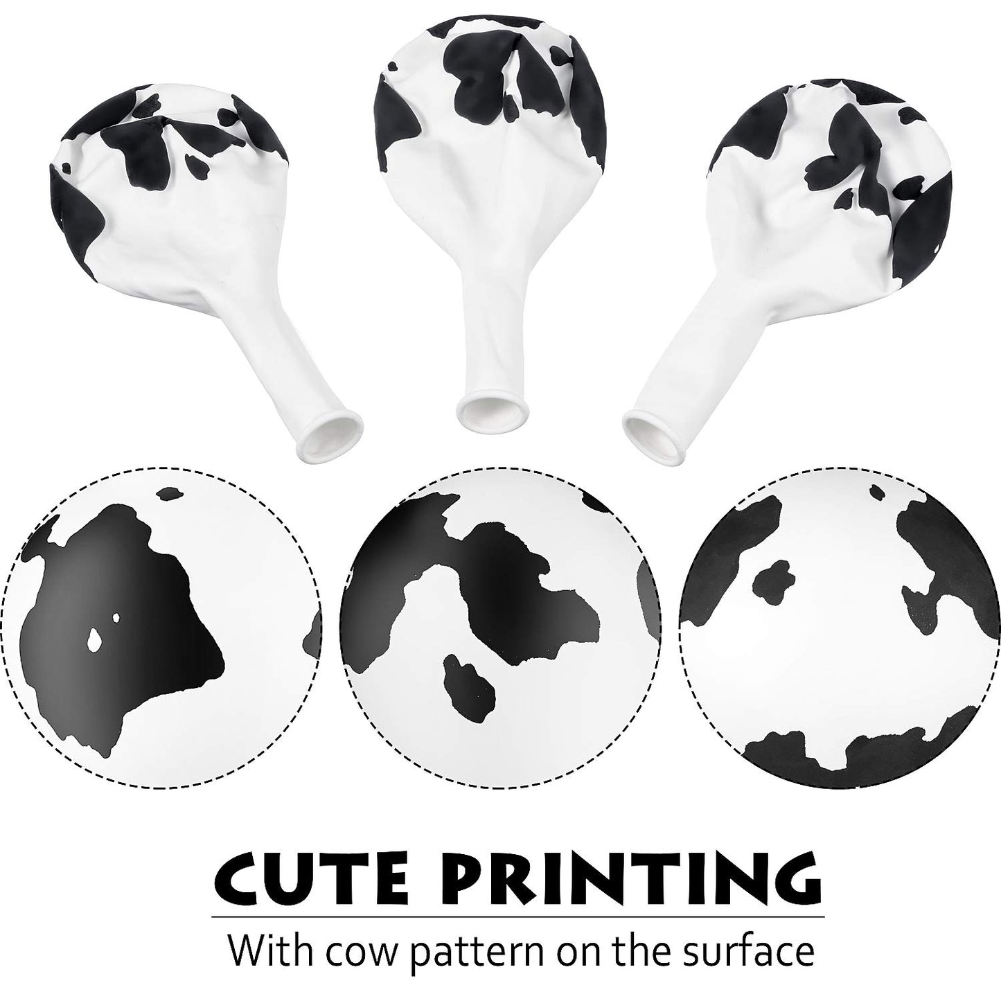 Gejoy Cow Balloons Latex Balloons Funny Print Cow Balloons For Birthday Party Supplies Decorations (24 Pieces)