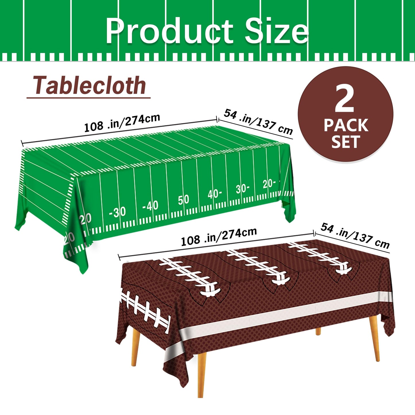 SJJPDYY Football Party Decorations Disposable Tablecloth Plastic Touchdown Table Cover Perfect for Super Bowl Football Birthday