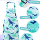 Wernnsai 2 Pack Kids Aprons - Dinosaur Kids Art Aprons For Boys Waterproof Toddler Chef Aprons Cooking Baking Painting Gardening Apron For Kids With Pocket Kitchen Classroom Art Smocks Age 6-10 Years