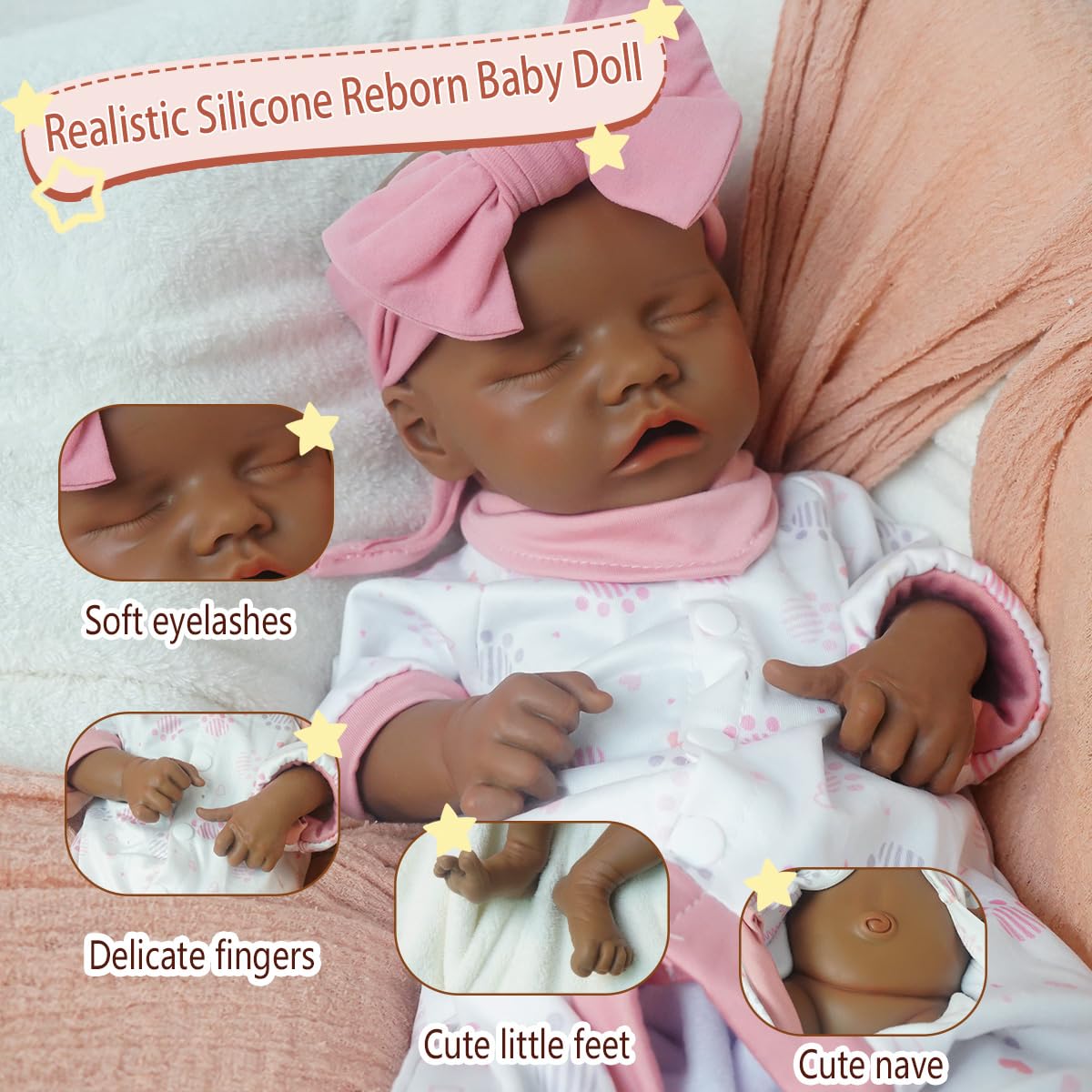 Kuiceo Silicone Reborn Baby Dolls-17.7 Inch Realistic Newborn Anatomically Correct Girl With Realistic Blood Vessels And Skin