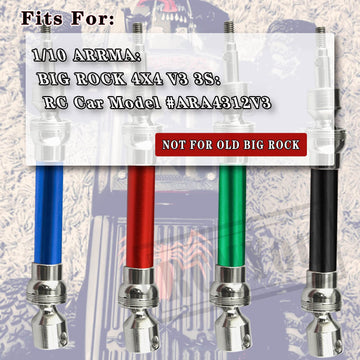 RCMYou Drive Shaft CVD Axles for 1/10 Arrma Big Rock V3 3S BLX 4x4 4WD,4Pcs RC Upgrades Parts,Front Rear Driveshafts for New Big