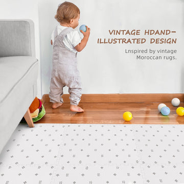 Tcbunny 16 Interlocking Tiles And Edges Baby Play Mat For Kids & Toddlers (Bohemia Handmade Pattern)