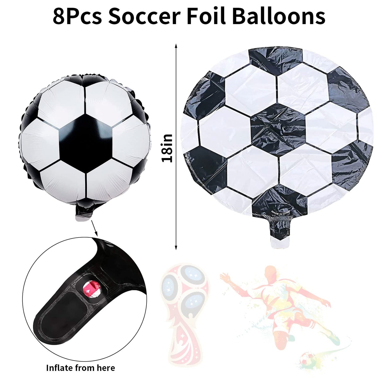 Soccer Party Balloons Set, 32 Inch Champion Trophy Mylar Foil Balloon And 6Pcs Football Helium Foil Balloons, World Cup Decor Fo