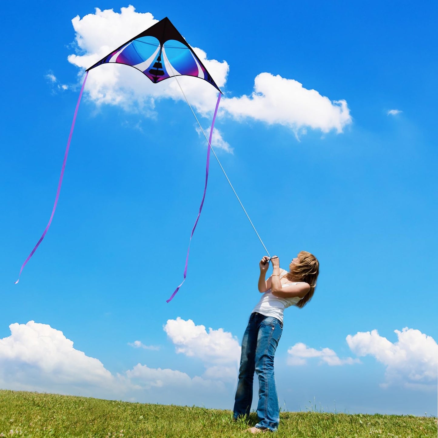 Honbo Delta Kites For Kids & Adults,Beginner Kite Easy To Fly,Large Kites For Adults, Colorful Kite For Children Ages 4-8,