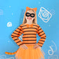 Jchrmers 6Pcs Book Day Orange Cat Costume Set Outfit Including Cat Ears Headband Orange Black Striped Shirt Tutu Skirt Eye Mask