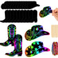 JarThenaAMCS 60 Pcs Western Cowboy Scratch Paper Craft Kits Cowboy Hat Boot Scratch Cards Ornaments with Ribbon & Wood Styluses 