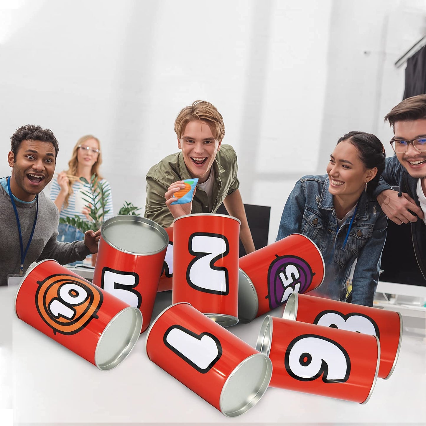 JOYIN 13 Pcs Carnival Party Bean Bag Toss Game  Sturdy Knockdown Can  Birthday Easter Party  Family  Best Outdoor and Indoor Games  Easter Egg Hunt for Classroom Gifts (Number Style)