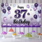 LASKYER Happy 37th Birthday Decorations,37th Purple Balloon Large Birthday Banner Backdrop Sign,37 Years Old Bday Party Supplies