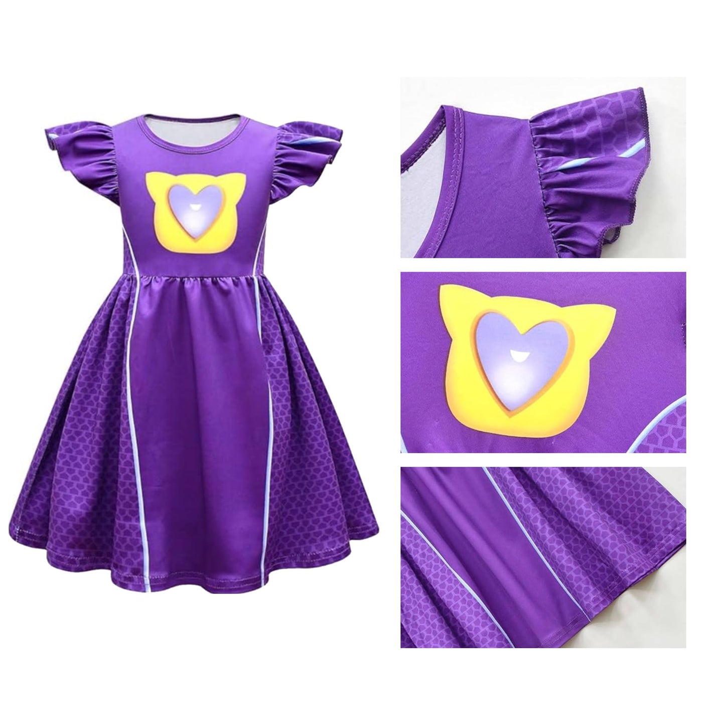 SHELOVESIT Girls Superhero Cosplay Costume Kitties Dress Movie Character Cat Dress Up Outfits - 120cm/4T-5T - Purple