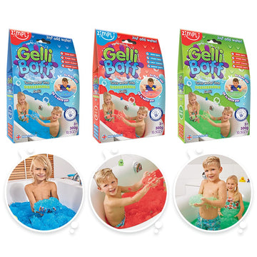 3 x Gelli Baff Bundle from Zimpli Kids, Blue, Red & Green, Turn water into colourful goo! Childrens Sensory & Bath Toy