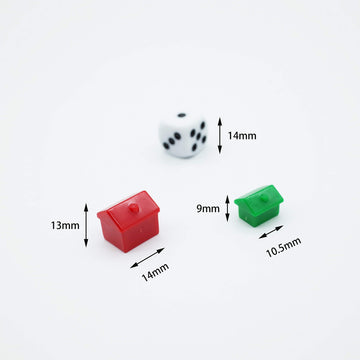 46 Pieces Game Replacement Pieces Games Hotels Houses And Dice, Game Set Of Plastic