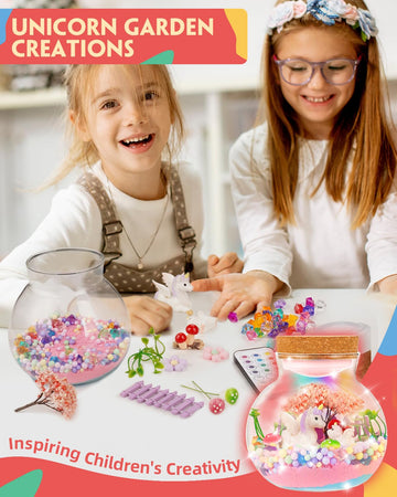 Light-Up Unicorn Terrarium Kit For Kids, Diy Arts & Crafts Gift For Girls Ages 4 5 6 7 8-12 Year Old, Led Night Light With Remot