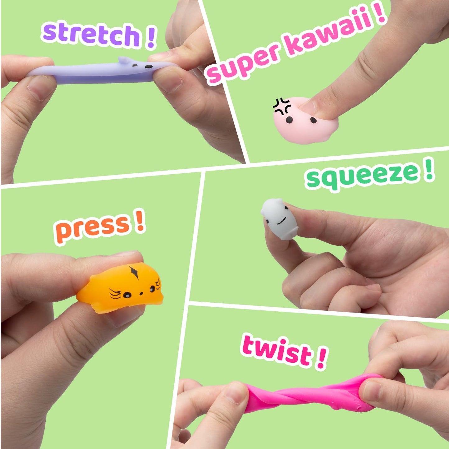 Dioju 110 Pcs Mochi Squishy Toy, Mini Kawaii Squishies Bulk Sensory Fidget Toys Goody Bag Party Favors For Kids, Classroom Prize