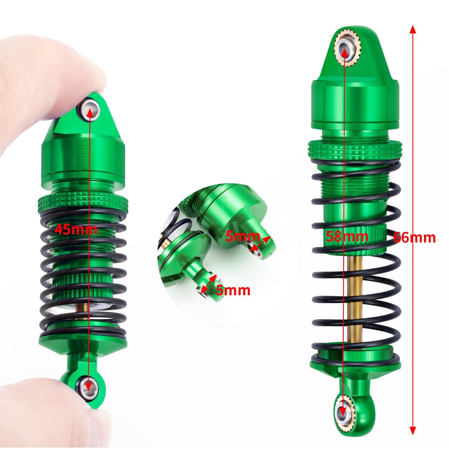 BRKRC Aluminum Front Rear Shocks Absorber RC Damper for Arrma 1/18 Granite Typhon Mojave Grom RC Crawler Upgrade (Green)