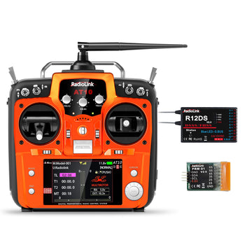 Radiolink AT10II 12 Channels RC Transmitter and Receiver R12DS 2.4GHz Radio Remote, Voltage Telemetry for RC Airplane, FPV Racin