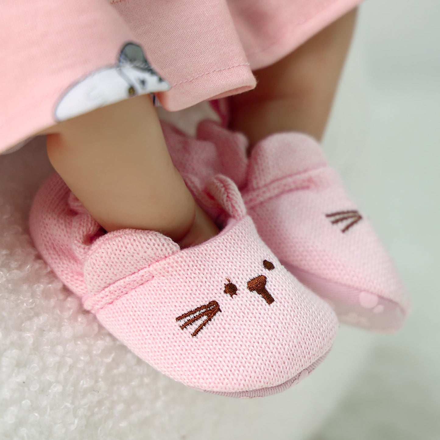 Babeside Baby Doll Shoes For 20-26 Inch Dolls, Reborn Baby Doll Shoes With Cute Paw Patterns Fit Realistic Baby Doll Girls, Only Pink Baby Doll Shoes