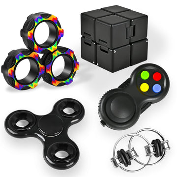 Dr.Kbder 5Pcs Fidget Toys Adults Set, Autism Sensory Pack With Figette Cube Magnetic Rings Pad Adhd Stress Relief For Kids Teen,