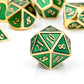 Metal Dice Set D&D, DNDND 7 Die Green DND Dice with Metal Case for Dungeons and Dragons Role Playing Game and Tabletop Games (Go
