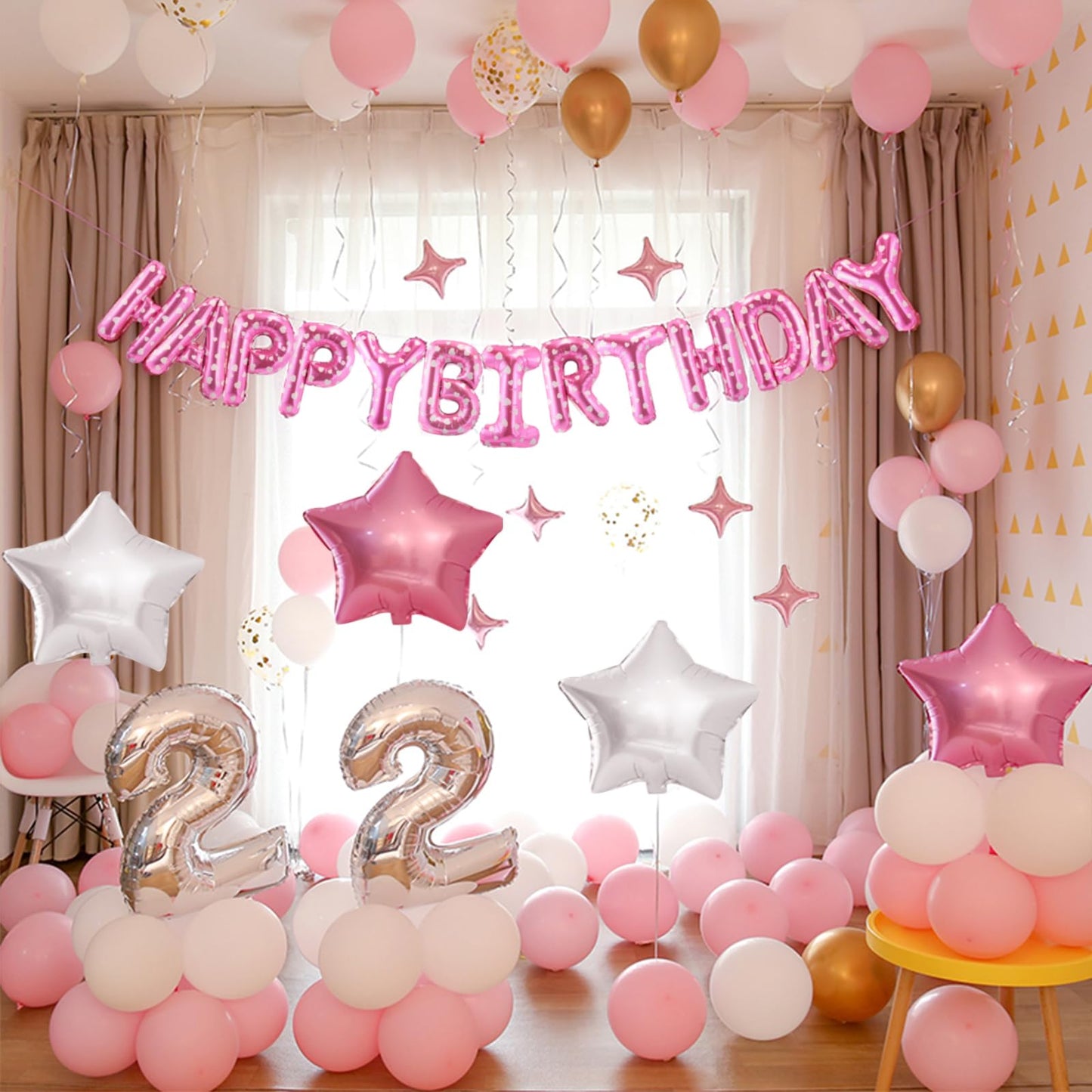 Canrevel Happy Birthday Banner 13Pcs 16 Inch Mylar Foil Letters Balloons Birthday Party Decorations For Kids And Adults - 3D Pin