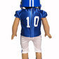 American Fashion World Blue Football Uniform 6pc Set for 18-Inch Dolls | Premium Polyester Material & Trendy Design