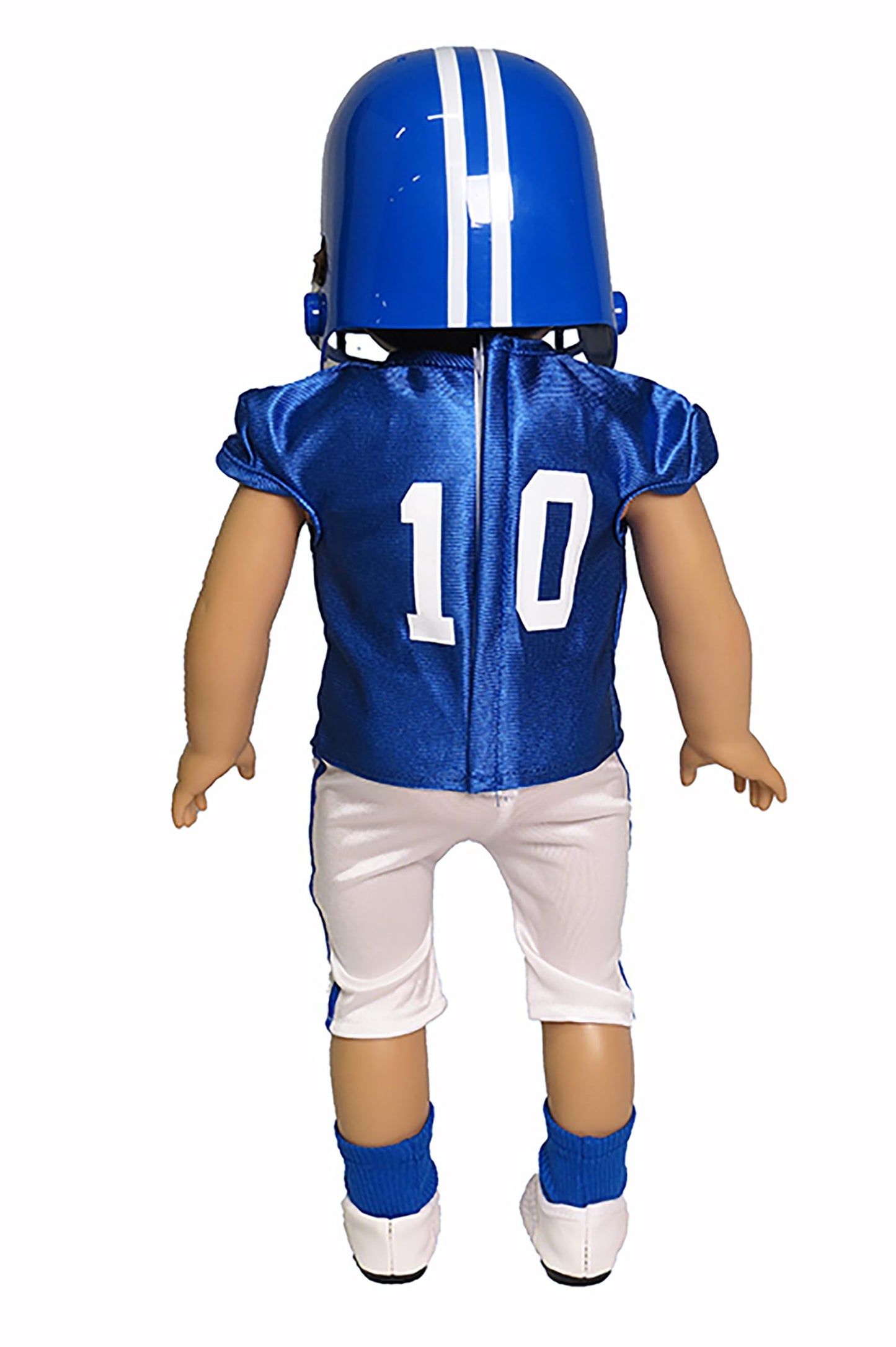 American Fashion World Blue Football Uniform 6pc Set for 18-Inch Dolls | Premium Polyester Material & Trendy Design