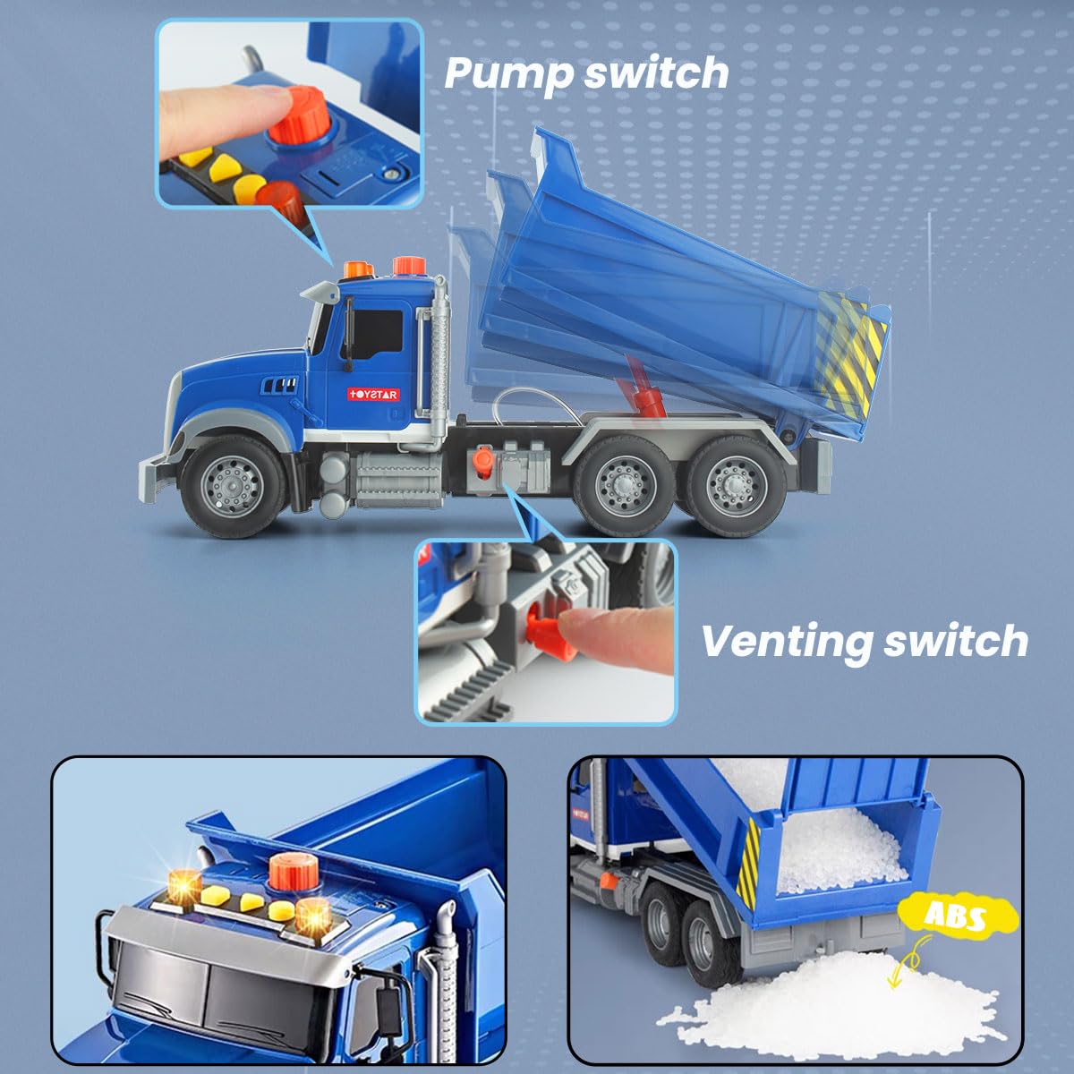 Wenbeier Dump Truck Toy For Kids 15'' Large Toddler Trucks Toys Big Heavy Trucks With Lights And Sounds Kids Car Toys For Boys A