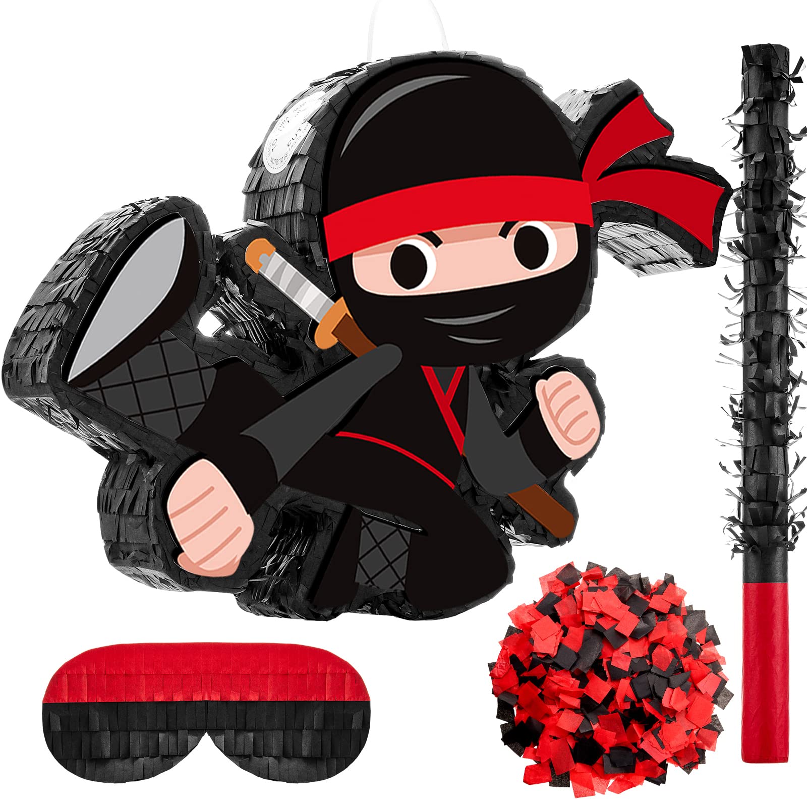 Zhanmai Ninja Piñata Set for Parties, Black, 17 x 11. – Toytooth