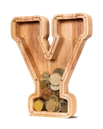 Summidate Wooden Letter Piggy Bank| Piggy Bank For Boys Girls Toddler| Alphabet Y Money Bank| Coin Bank Birthday Gift For Kids|2024 Graduation Money Box (Y)