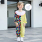 Aiwpstoin Toddler Baby Clown Costume Boy Girl Funny Halloween Outfit Contrast Color Long Sleeve Jumpsuit with Hat (Yellow, 3-4T)
