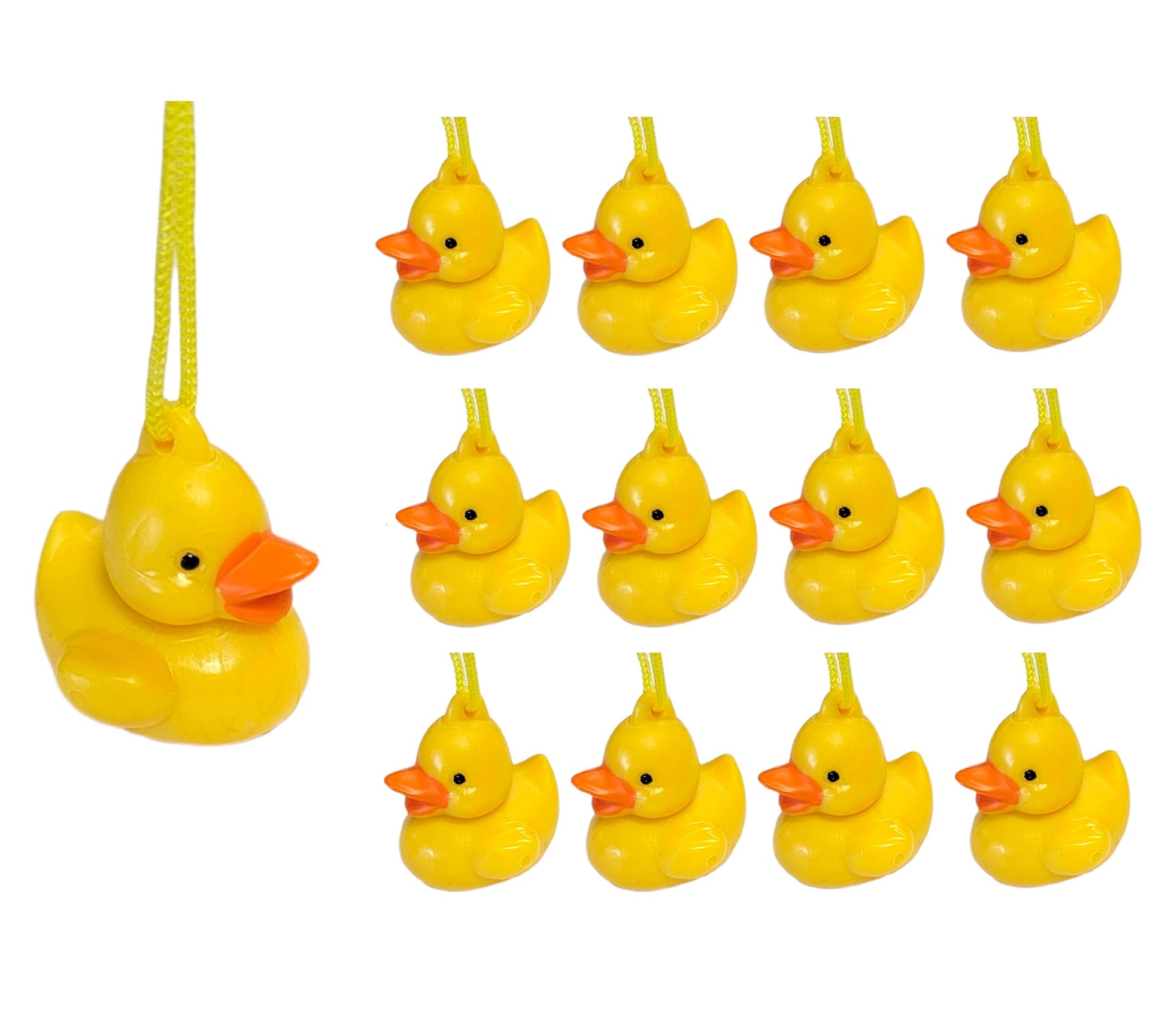 Zugar Land Cool Classic Mini Duck Necklaces (12 Pack) Yellow Duckies. Plastic. Party Favor Goodie Bag Filler