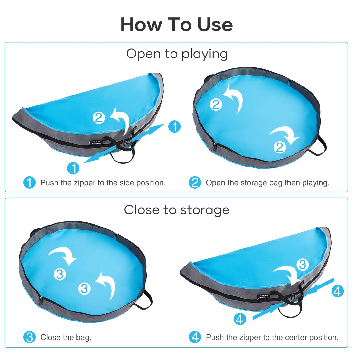 Bbpara - Toy Storage Bag And Play Mat For Building Bricks & Blocks - Portable Zipper Toy Storage Bag - Designed For Kids Enterta