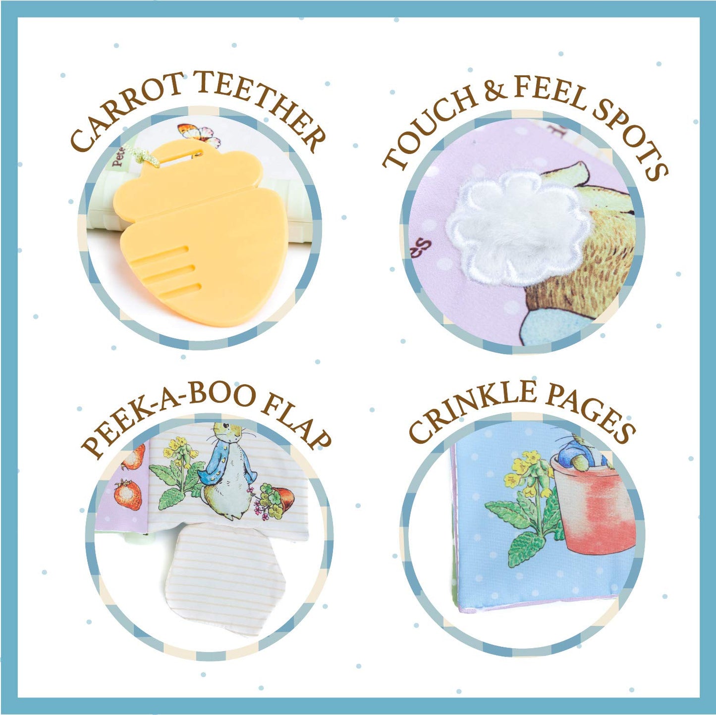 KIDS PREFERRED Peter Rabbit Soft Teether Book, Fabric, Multicolor, 1 Count, Model 24151