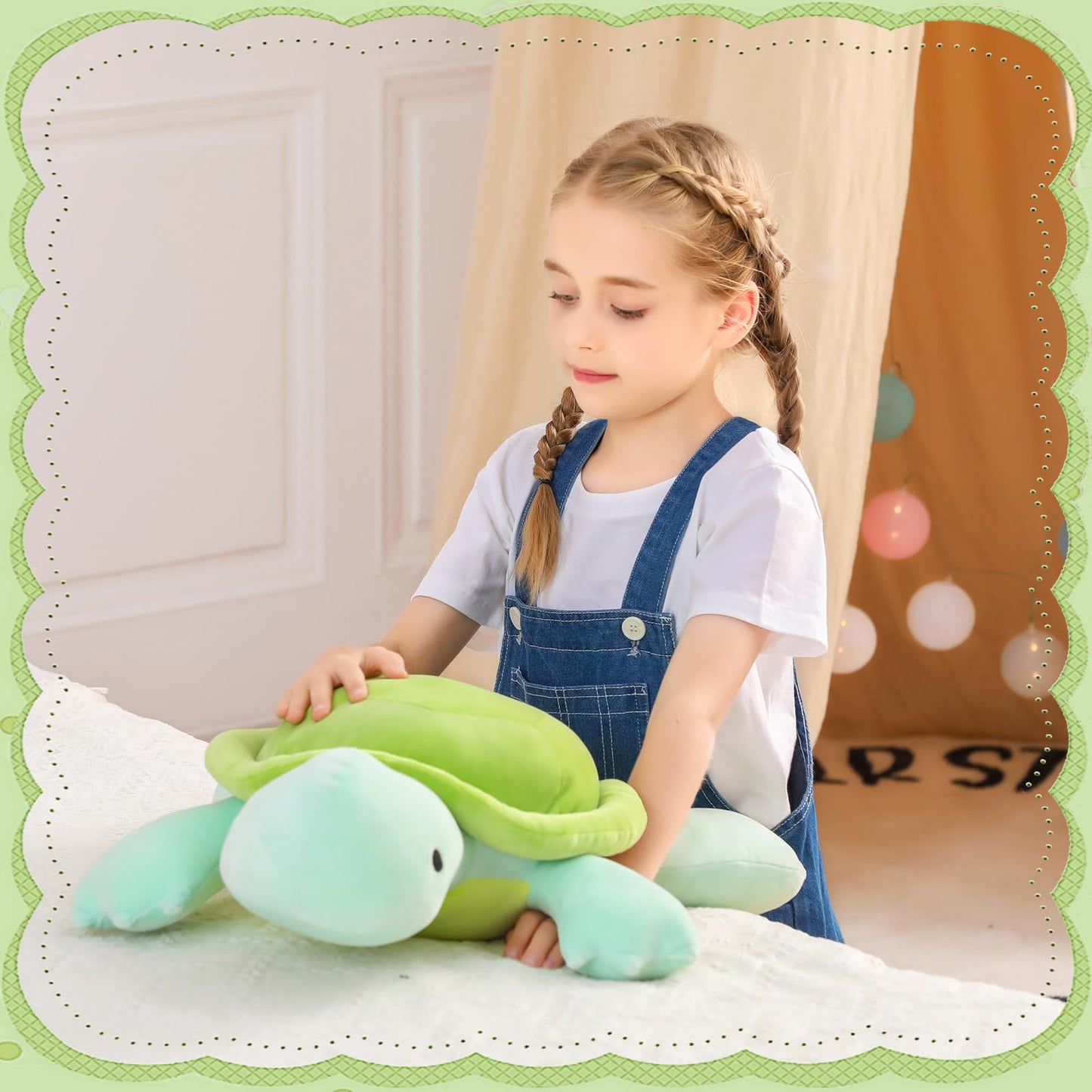Florviv Weighted Turtle Stuffed Animals Weighted Sea Turtle Plush Toy 22'' 4.2Lb Cute Tortoise Hugging Dolls Plushies Pillows Fo