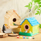 Juexica 4 Set DIY Birdhouse Kit Unfinished Bird House Painting Crafts for Kids with Paints and Paintbrushes Welcome Spring Gifts
