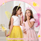 Hollowfly 24 Pcs Princess Party Favors Including 12 Glitter Star Fairy Wands and 12 Sequin Princess Crown Headbands for Girls Bi